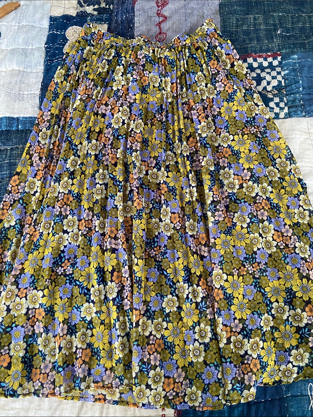 Multicolor Floral Pleated Skirt - Stretchy Waistband